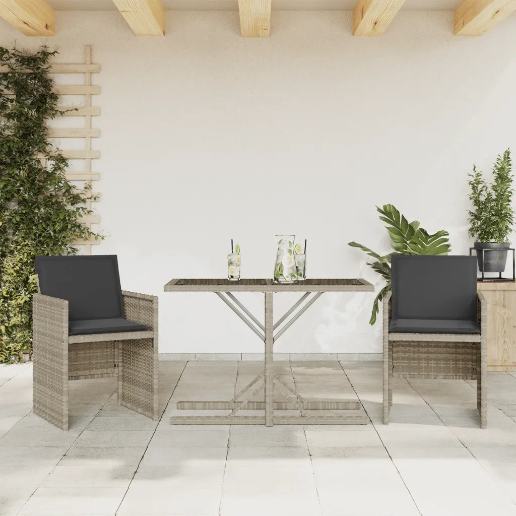 Set da Bistrò 3 pz con Cuscini Grigio Chiaro in Polyrattan 365070