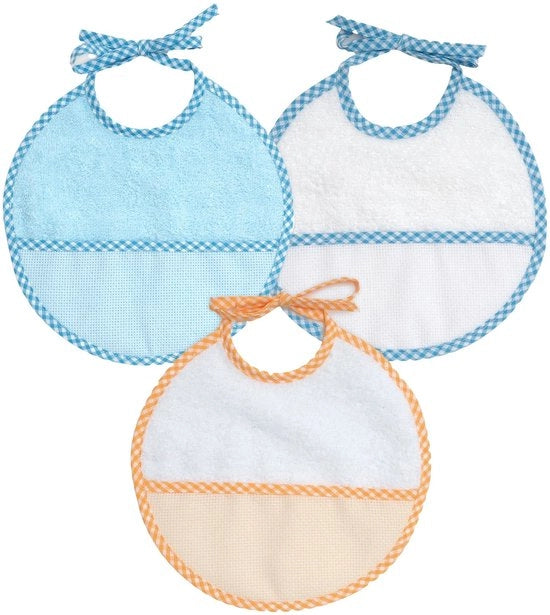 Pacchetto di 3 bavaglie a crocette in cotone 100% con un delicato tocco morbido | Colore: blu, dimensioni 19x19 cm - Bavaglie in cotone a maglia, facilmente chiudibili.