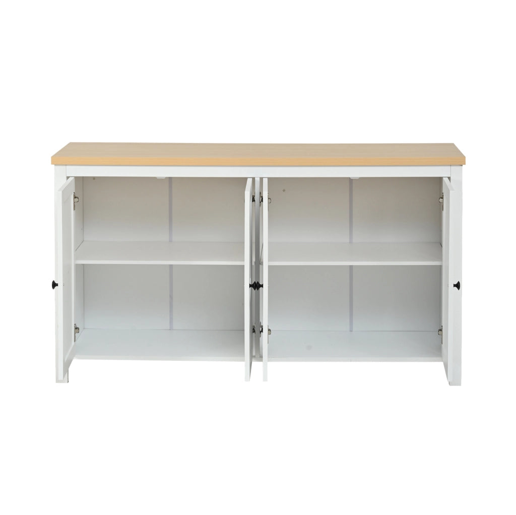 Credenza bianca 140x40x78 cm con 4 ante; 2 ripiani interni regolabili; in MDF