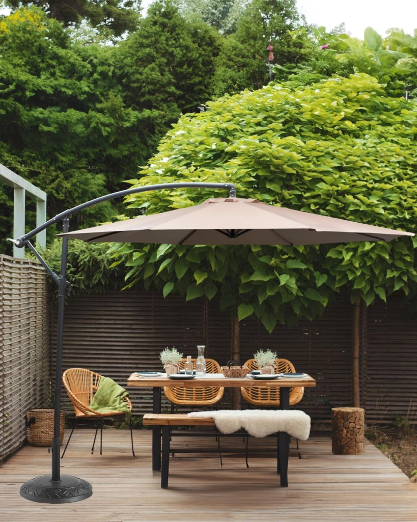Ombrellone da giardino in tessuto beige sabbia acciaio 300 cm resistente agli agenti atmosferici