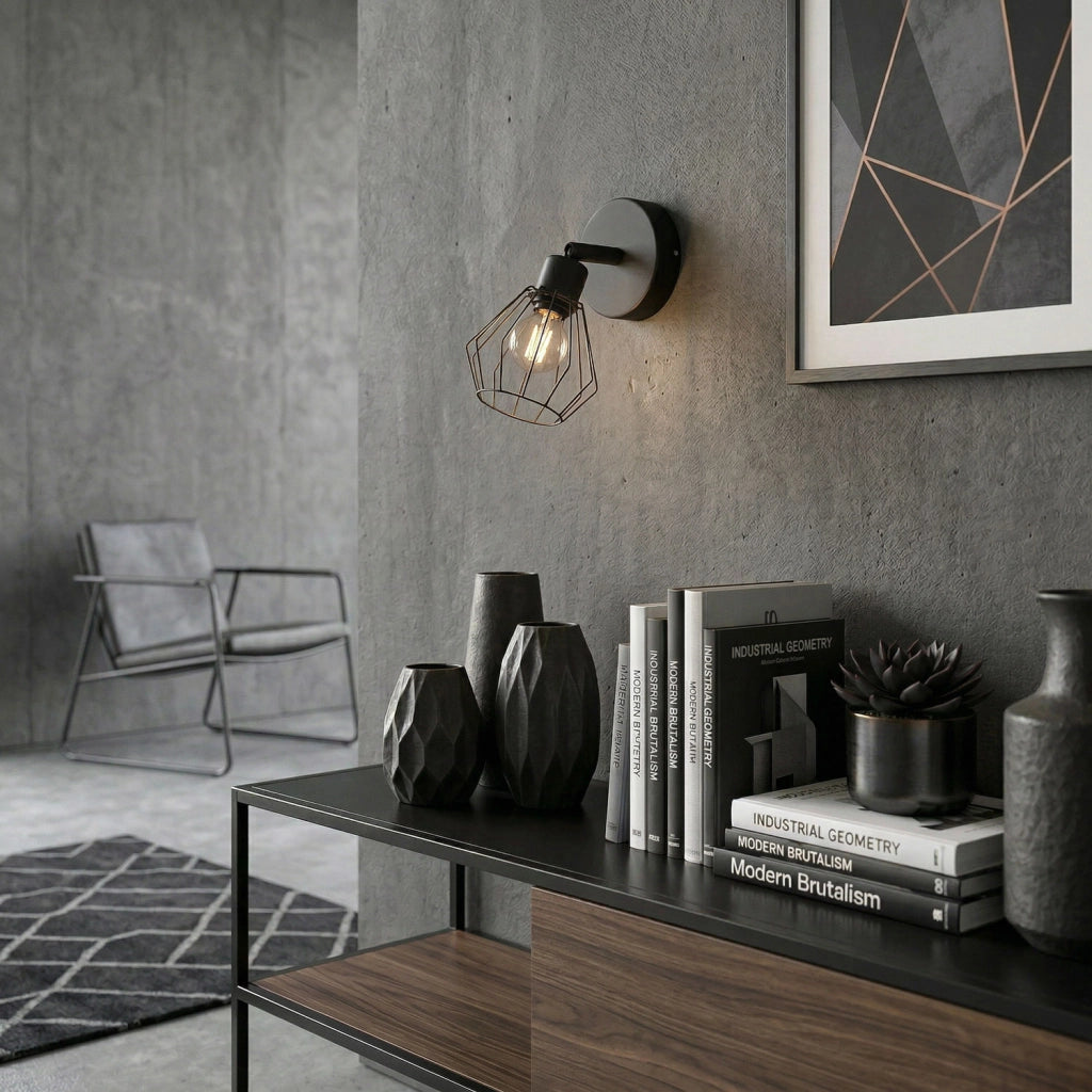 Applique Parkla regolabile 1 luce E27 nera metallo