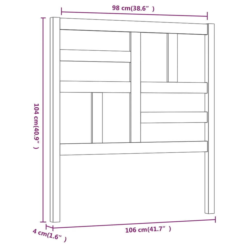 Testiera per Letto Grigia 106x4x104cm in Legno Massello di Pino 818177