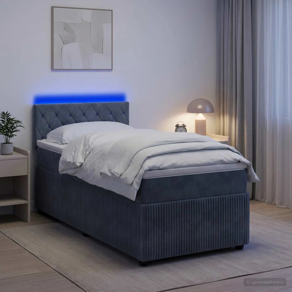 Letto box spring con materasso Grigio Scuro 80 x 200 cm Velluto 3453024