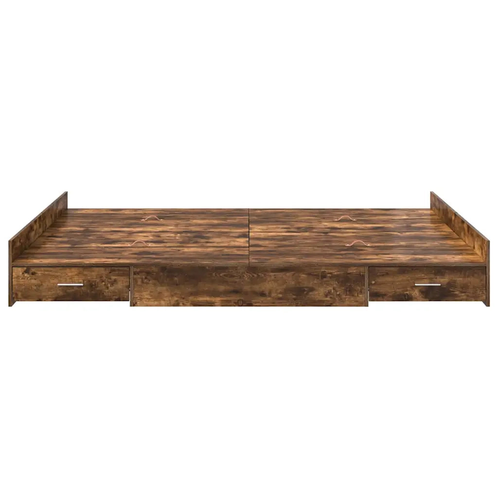 Struttura letto con contenitore-Giroletto con contenitore Rovere fum¨¦ 150 x 200 cm