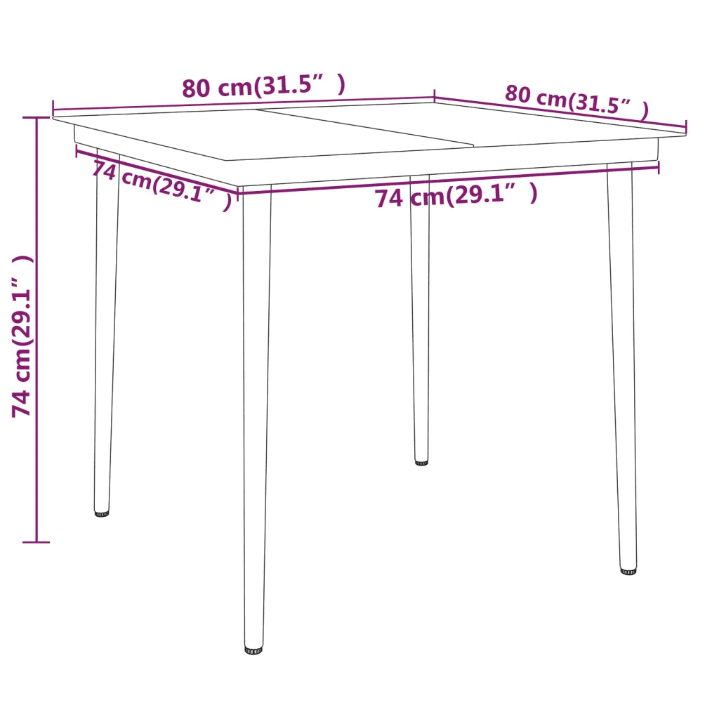 Set Mobili da Pranzo per Giardino 3 pz Nero 3099107