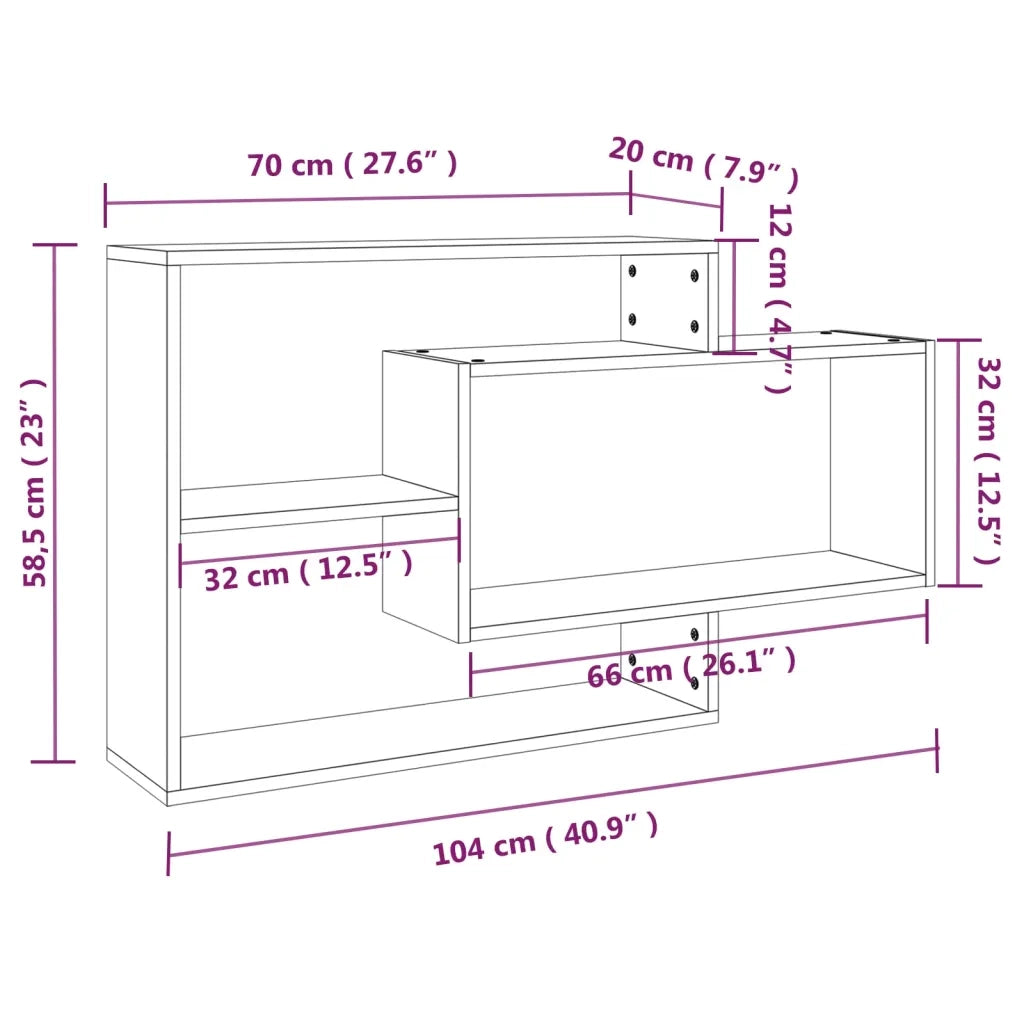Mensola a Muro Grigio Sonoma 104x20x58,5 cm Legno Multistrato 815289