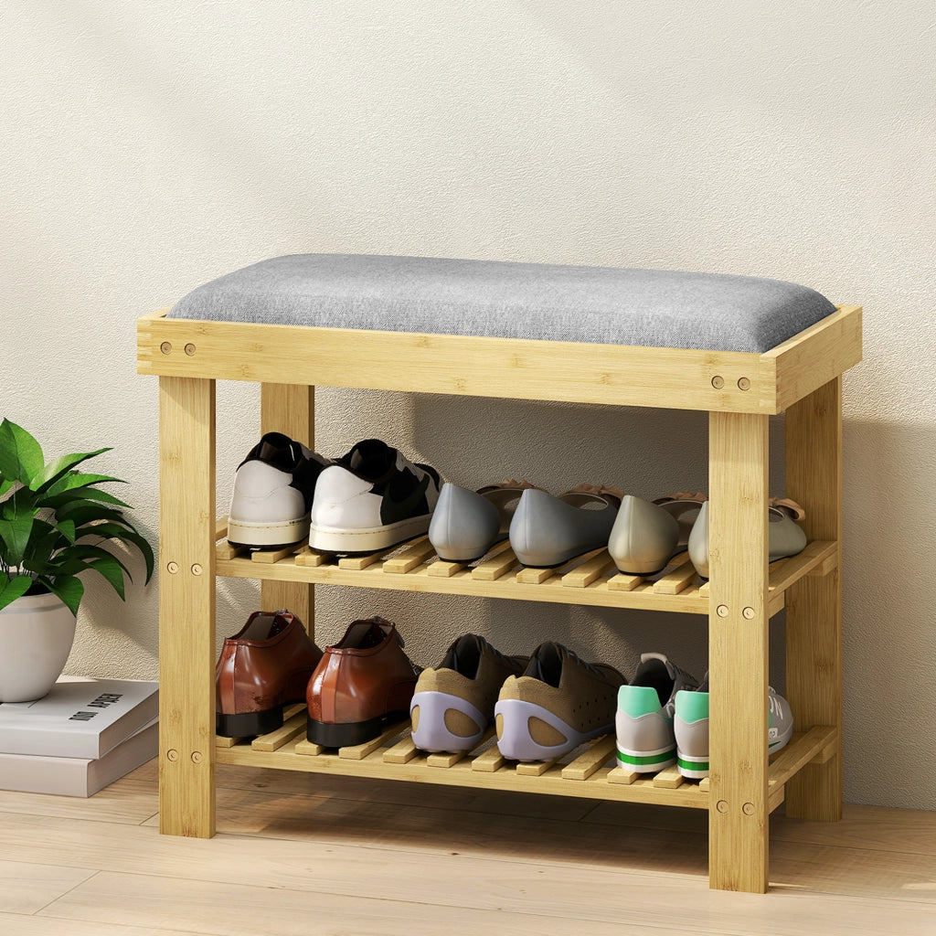 Panca portascarpe con seduta ¨C Xylo ¨C bamb¨´ grigio 60x29x49 cm