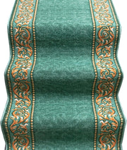 Passatoia Scala Bordata 67x180 cm Ingresso Corridoio Tappeto Cucina Gradini Stile Barocco Verde