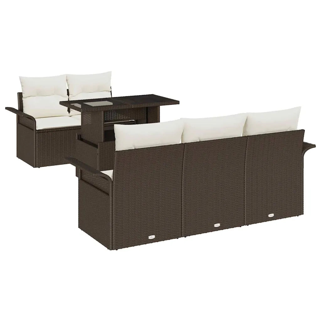 Set Divano da Giardino con cuscino 6 pcs Marrone polyrattan 3348194