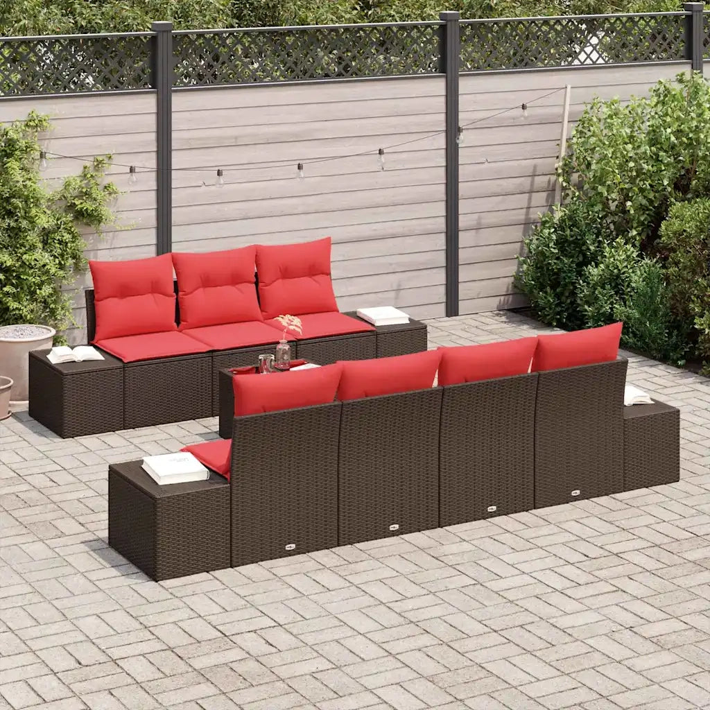 Set Divano da Giardino con cuscino 8 pcs Marrone polyrattan 3346974