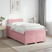 Letto box spring con materasso Rosa 120 x 200 cm Velluto 3450691