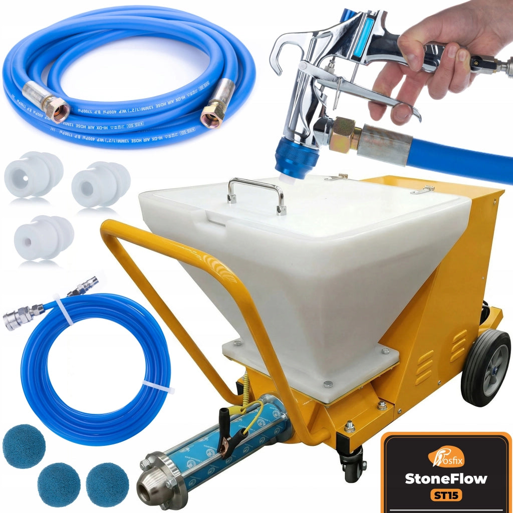 Pompa per Intonaco Rosfix StoneFlow ST15 – Motore 3000W | 15 L/min | 400 PSI | Ugelli 6/8/10 mm
