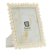 Cornice portafoto Light Leaf in resina crema con foglie 20x25
