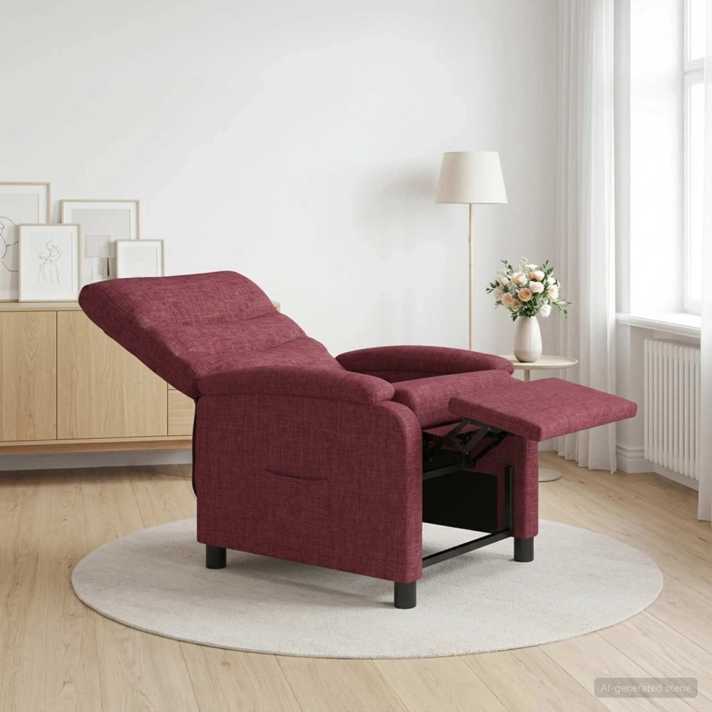 Divano Sedia-Poltrona reclinabile Rosso Vino Tessuto 295366