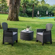 Salottino Outdoor Anny, set Salotto da Esterno 2 Posti Made in Italy, Nero Antracite