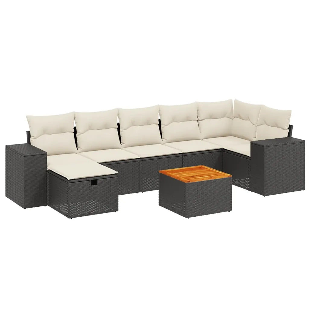 Set Divani da Giardino con Cuscini 8 pz Nero in Polyrattan