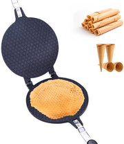 Frittelle maker con maniglia antiscivolo - Lega di alluminio - 38,5 x 17 cm - Duraturo - Resiste a alte temperature - Incluso il kit per fare panettone - Wafelijzer