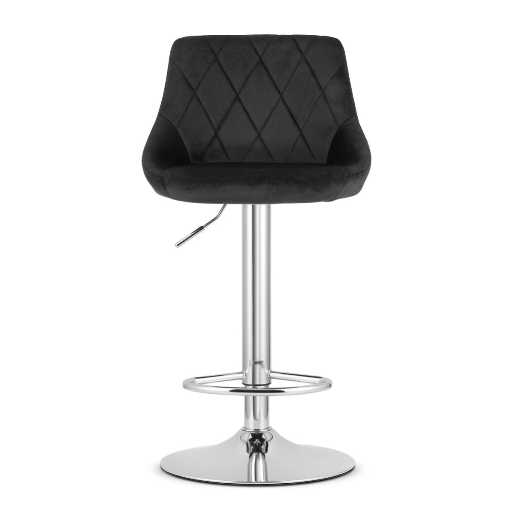 Set di 2 Sgabelli da Bar Kast in Velluto Nero e Cromo
