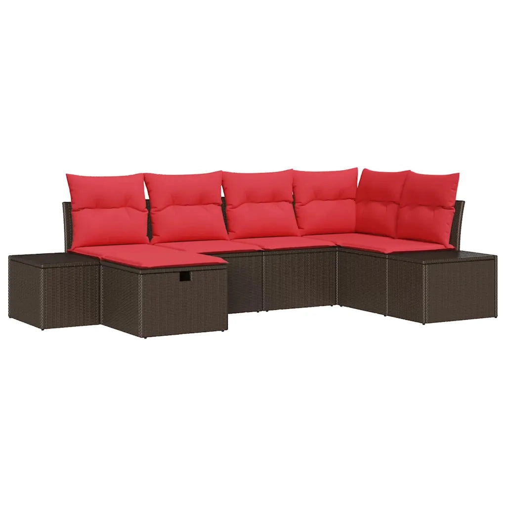 Set Divano da Giardino con cuscino 6 pcs Marrone polyrattan 3359383