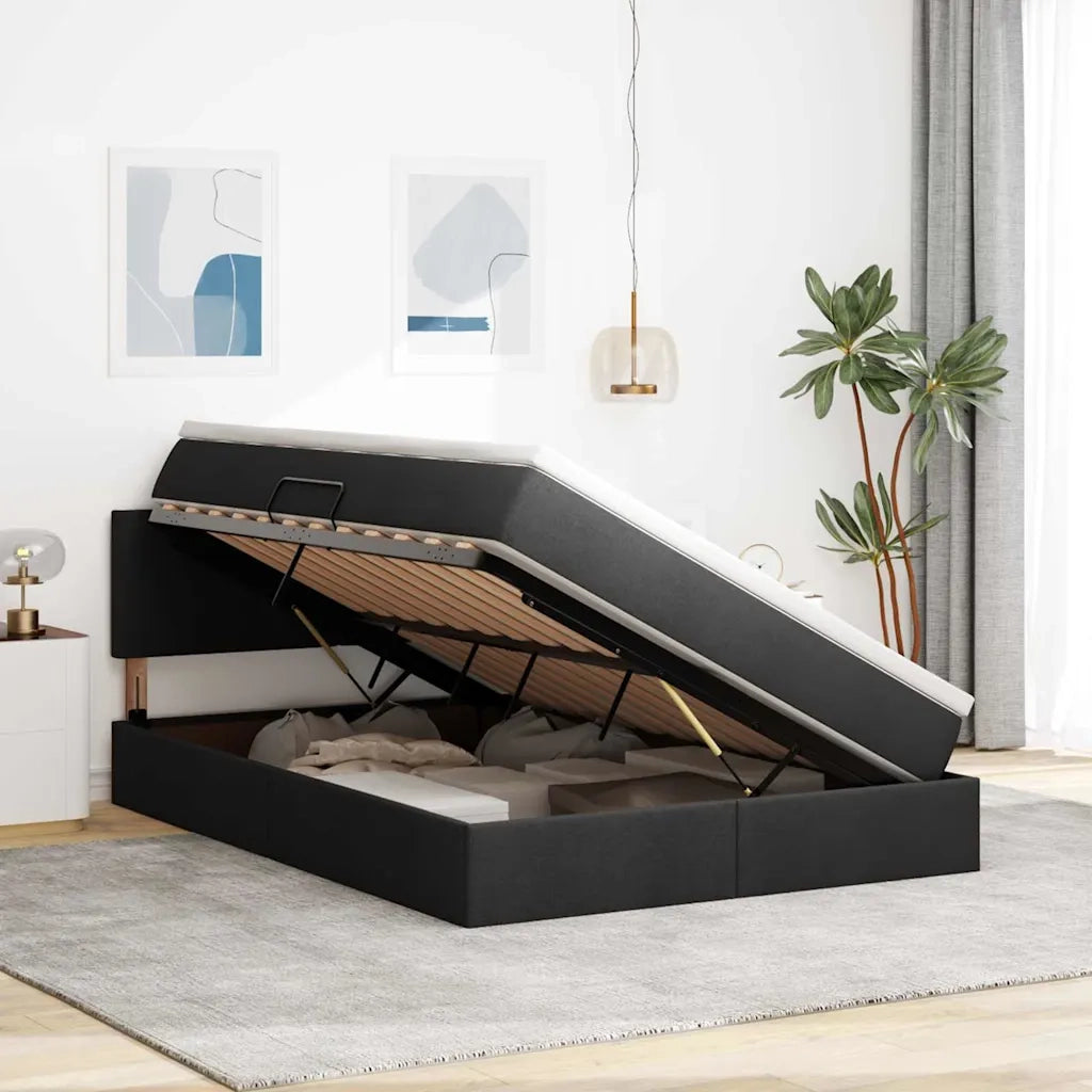 Letto con contenitore e materasso Nero 140 x 190 cm 3370445