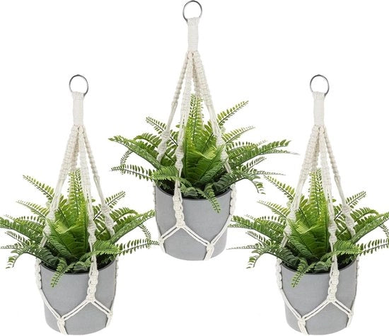 Set di 3 pezzi di pendente per interni - Stile boho - Corda di cotone - Adatto per interni, esterni, giardino, balcone, terrazzo e finestra (50 cm)