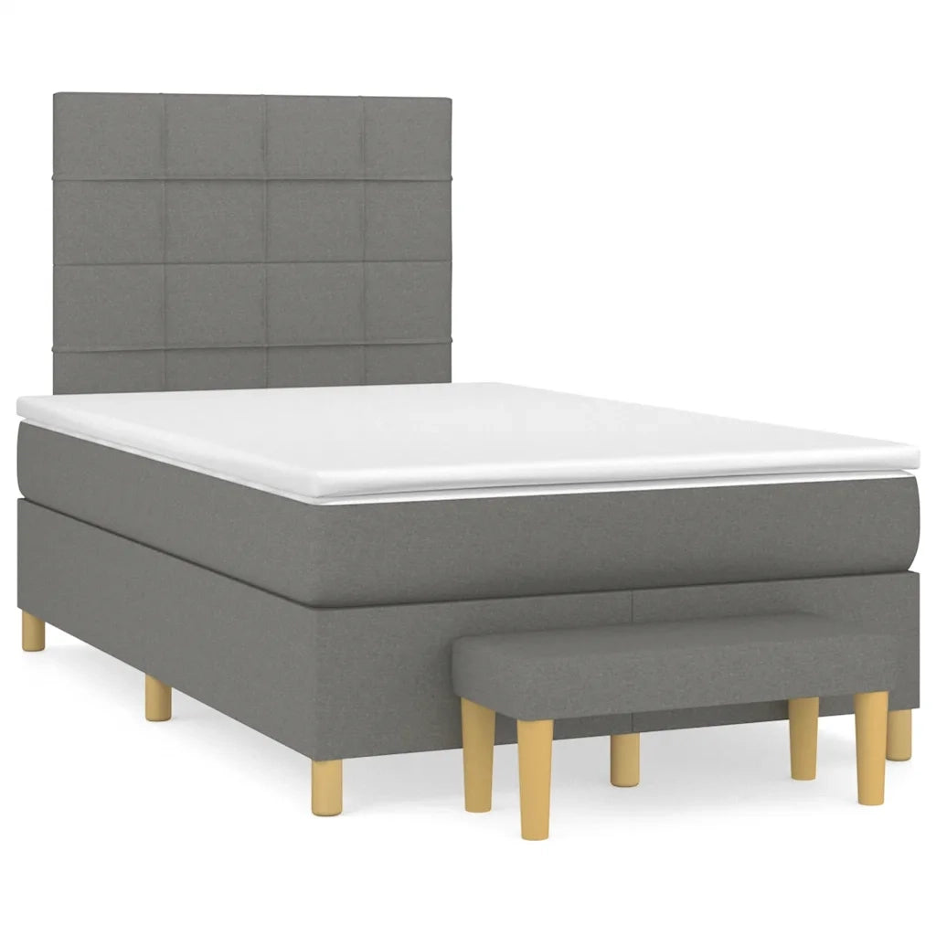 Giroletto a Molle con Materasso Grigio Scuro 120x190cm Tessuto