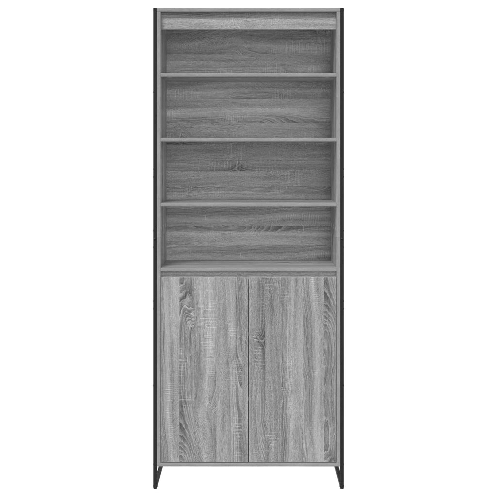 Set di 2 mobili alti rettangolari moderni con ante 79 x 36 x 200 cm in legno ingegnerizzato grigio Sonoma 02_0056106