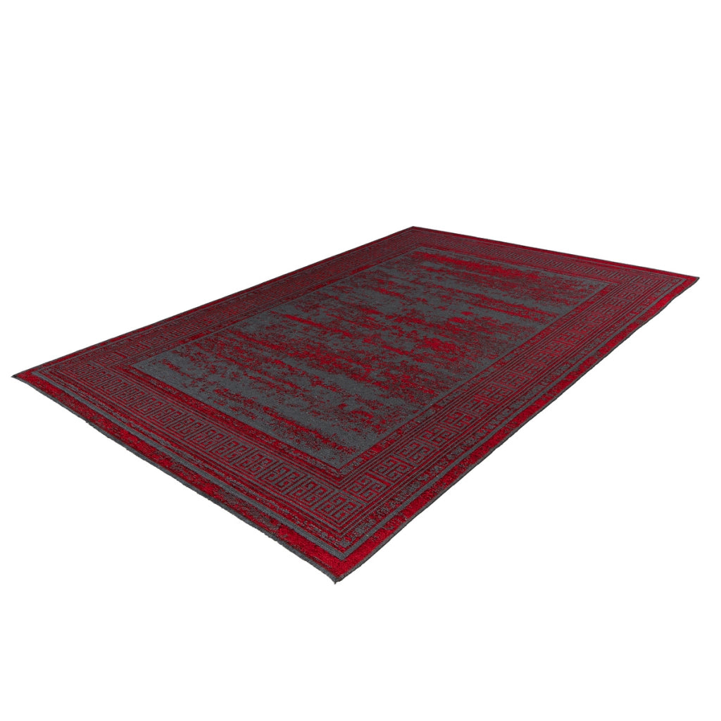 Tappeto Kalea 300 con design a rilievo in rosso e grigio