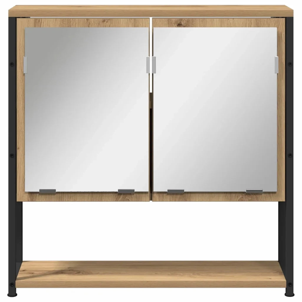 Set di mobili per il Bagno | Armadio da bagno con porta 4 pz rovere artigianale