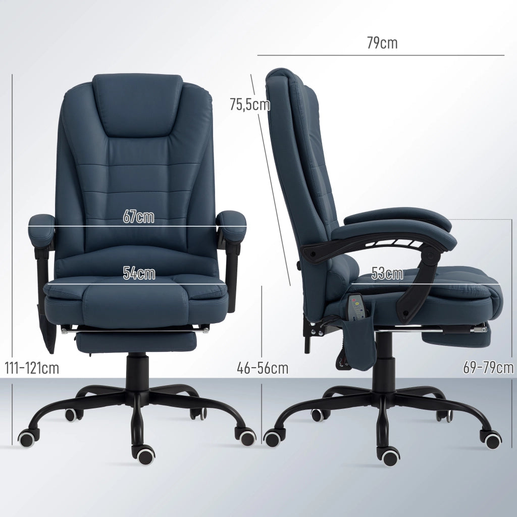 Poltrona massaggiante da ufficio ¨C Minimal ¨C blu, altezza regolabile, schienale reclinabile