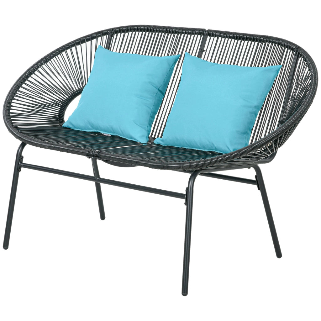 Divano 2 Posti Giardino Polyrattan ¨C Minimal ¨C Nero 132x72x83