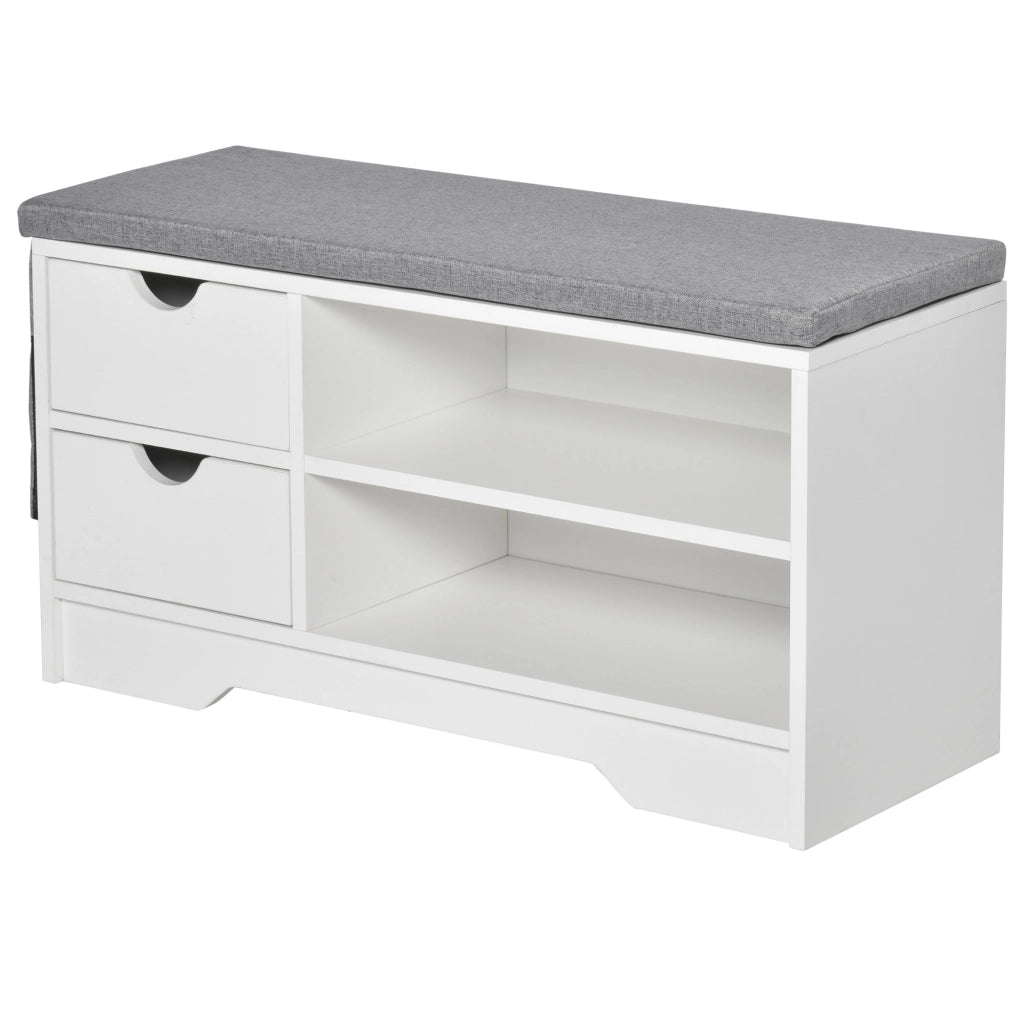 Cassettiera per scarpe con sedile ¨C zephmum ¨C bianco e grigio 80,5x30,5x43,5 cm