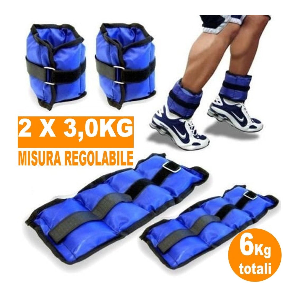 Trade Shop - Pesi Caviglie Polsi Cavigliera Sport Arti Marziali Fitness Cavigliere Peso 6 Kg -