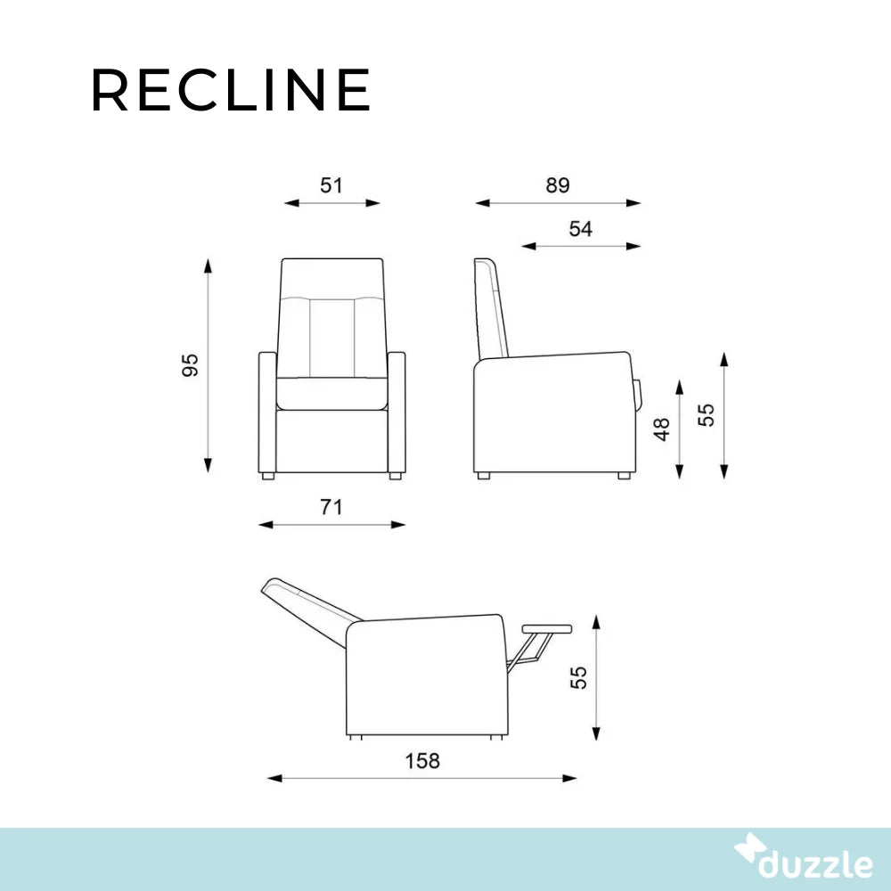 Poltrona reclinabile relax manuale con poggiapiedi Recline in microfibra grigio | Duzzle