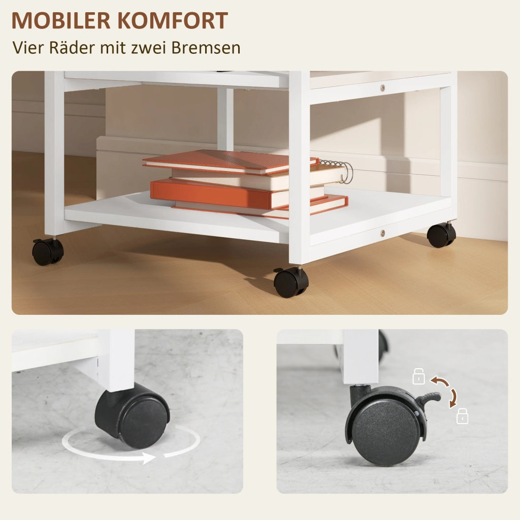 Scrivania per Computer con Stampante e Ruote ¨C Minimal ¨C Grigio 50x50x52.5 cm