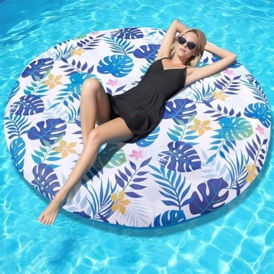 Zattera da bagno per adulti, 150 x 150 cm, ombrellone gonfiabile in tessuto, materasso multifunzionale in tessuto, per feste in spiaggia e mare