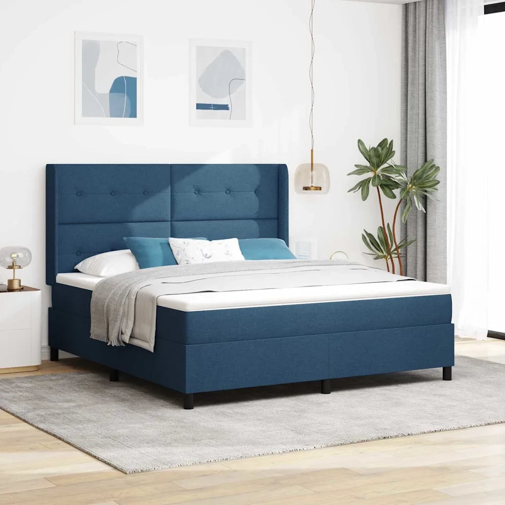 Letto a Sorgente LED con materasso Blu 180 x 200 cm Tessuto