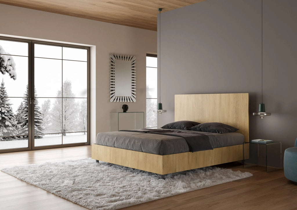 Letto Matrimoniale 160x190 cm con Rete Testata Dritta New Egos Quercia