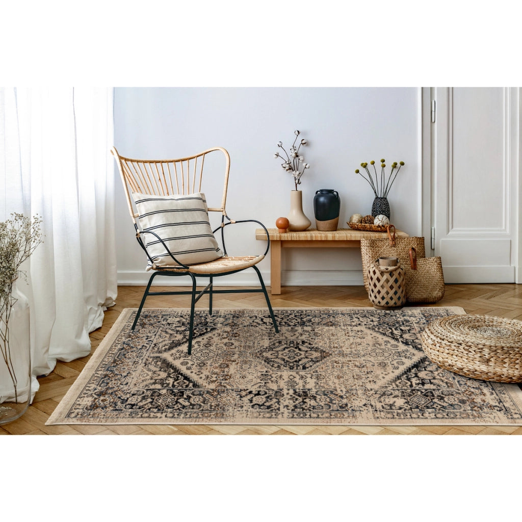 Tappeto Vintage Charin 400 Blu e Oro 80x150 cm