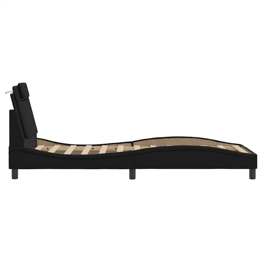 Letto singolo | Letto per adulti | Giroletto Viana con LED senza Materasso Nero 90x200 cm