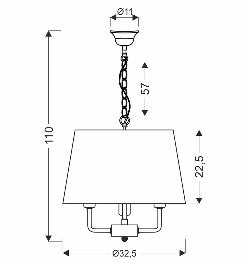 Lampadario Candellux Pasteri nero/ecru 3xE14 Ø32 110cm
