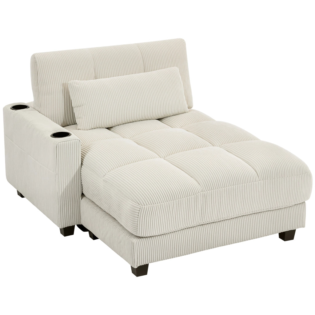 Divano letto con cuscini e portabicchieri - Xylo - crema bianco