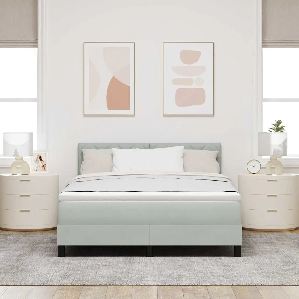 Letto a Sorgente LED con led Grigio chiaro 140 x 200 cm Velluto 3342722