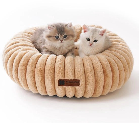 Letto per gatti soffice donut letto per cani piccoli cani lavabile - letto per gatti ansia calma grande gatto letto per cuccioli con fondo antiscivolo, cammello 50x50cm
