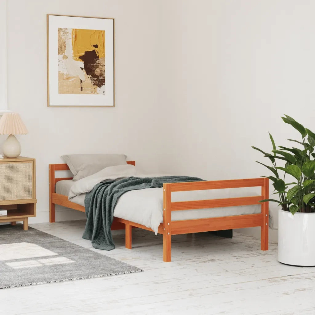 Letto singolo | Letto per adulti | Letto senza Materasso Marrone Cera 80x200 cm Legno di Pino