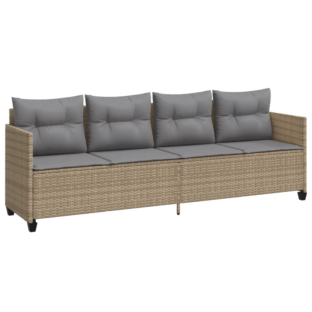 Lettino Prendisole con Cuscini Beige in Polyrattan 368329