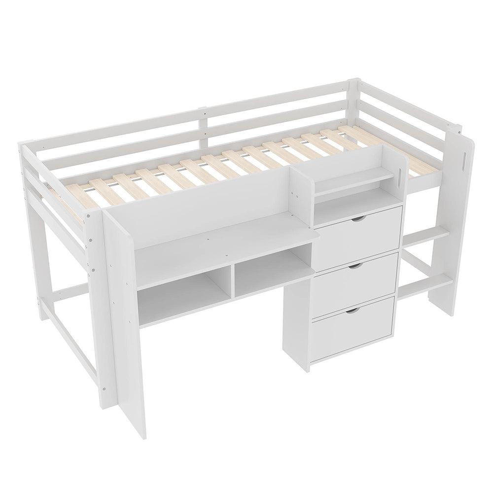 Letto mezzano - Xylo - 90x200 cm a casetta bianco