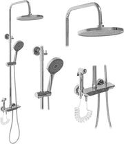 Docciaschiuma a Parete Regolabile 115cm in Acciaio Inox con Maniglia e Valvola a Pressione Regolabile