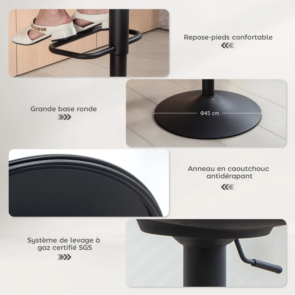 Sgabelli da bar con schienale e braccioli ¨C zephmum ¨C beige, altezza regolabile, 2 pezzi