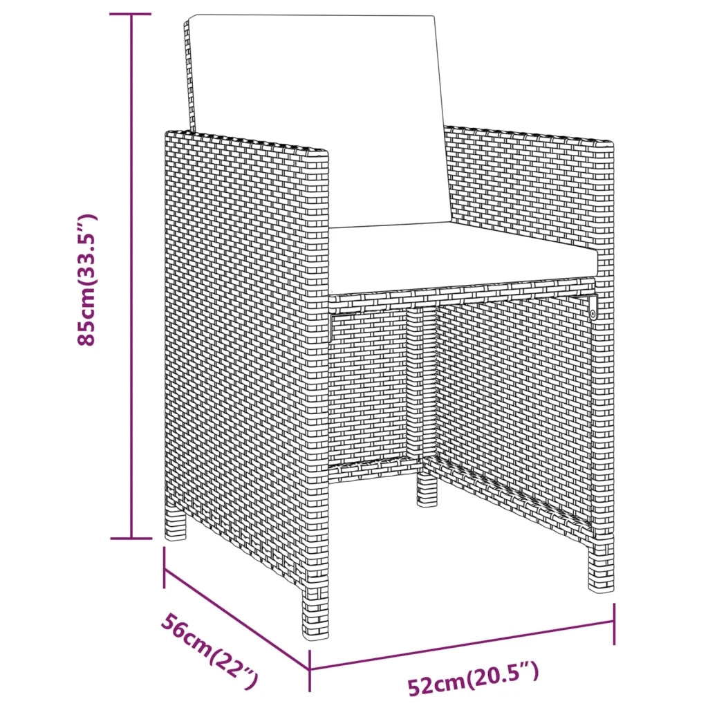 Set da Pranzo per Giardino 3 pz con Cuscini Marrone 3094299